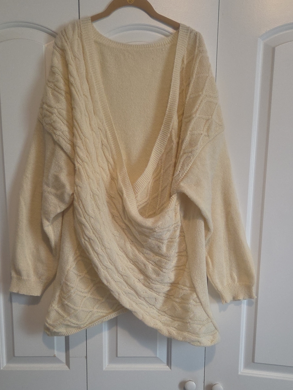 Off-the-Shoulder Cream Cable Knit Sweater